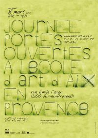 Portes ouvertes à l'école supérieure d'art d'Aix-en-Provence !. Le mercredi 8 mars 2017 à Aix-en-Provence. Bouches-du-Rhone.  10H00